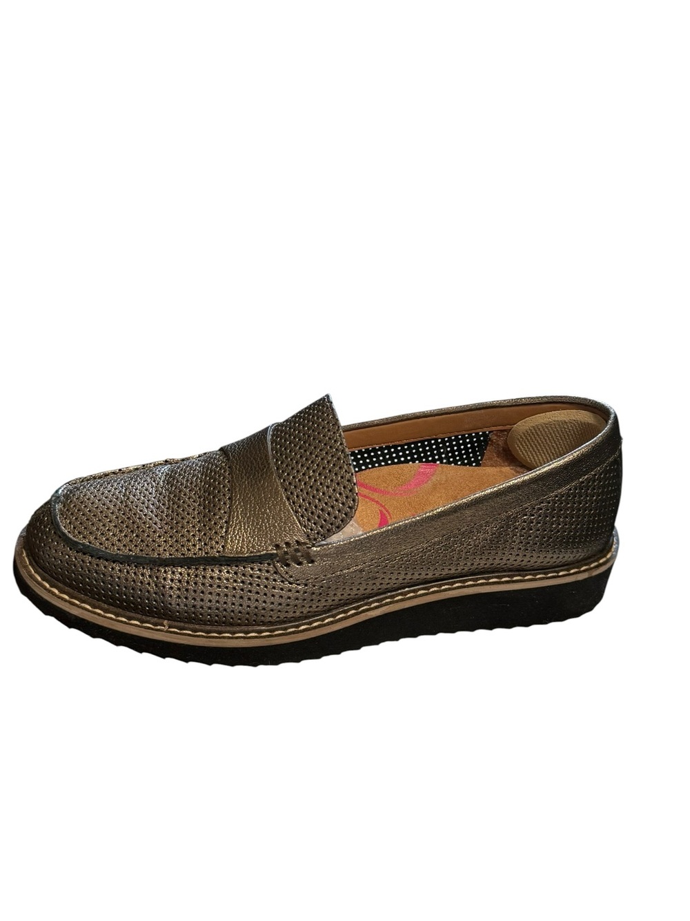 Comfortiva Align Metallic Pewter Perforated Leather Loafers Comfort Shoes 8.5-9 - Picture 3 of 7
